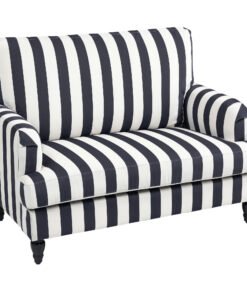 HOMCOM Modern Cuddle Chair, Velvet Single Sofa Armchair with Stripe, Turned Legs and Wide Seat, Upholstered Snuggle Chair for Living Room, Bedroom, Black and White