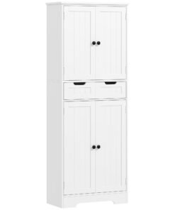 HOMCOM Tall Bathroom Storage Cabinet - White