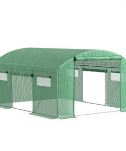 Outsunny 13 x 9.8ft Walk-In Polytunnel Greenhouse - Green