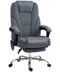 Vinsetto Massage Office Chair, Heated Reclining Computer Chair with Adjustable Height and Footrest, Dark Grey