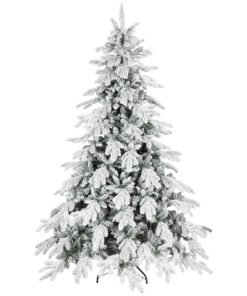 HOMCOM 7ft Super Flocked Christmas Tree - Green/White
