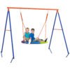 Outsunny Metal Kids Swing Set Nest Swing Seat with A-Frame Structure for Outdoor Use - Multicoloured