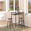 HOMCOM Bar Table Set, Bar Table and Stools Set, Footrest and Storage Shelf, for Kitchen, Dining Room, Pub, Cafe, Black and Oak