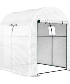 Outsunny 180 x 180cm Walk-In Polytunnel Greenhouse - White