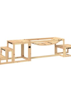 PawHut 3 Pieces Wooden Dog Agility Training Equipment with Soft Bridge, Pause Platform and Pet Stair for Outdoor, Natural Wood