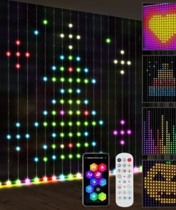 HOMCOM LED Curtain Lights, Smart Curtain Fairy Lights Plug In, Colour Changing Wall Lights with Remote, App, Dynamic DIY Hanging Window String Lights for Bedroom Living Room, 3x3(m), 400 RGBIC LED