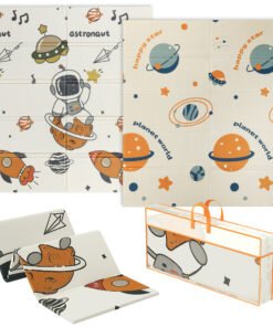 AIYAPLAY Space-Themed Baby Plat Mat Double Sided, Foldable, Water-Resistant for Outdoor/Indoor, 177 x 146 x 1.5cm