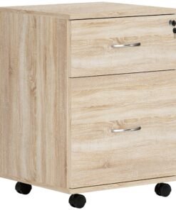 HOMCOM Two Drawer Lockable Filing Cabinet - Wood-Effect