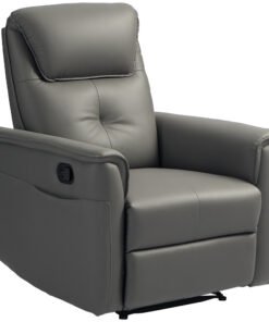 HOMCOM Recliner Armchair with Thick Padded Spring Cushion, Microfibre Manual Reclining Chair with Adjustable Leg Rest, Side Pockets for Living Room, Bedroom, Light Grey