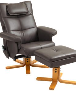 HOMCOM Faux Leather Massage Recliner Chair, with Storage Ottoman - Brown