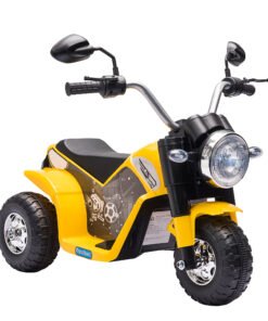 HOMCOM 6V Kids Electric Motorbike 3 Wheels Ride On Toy with Horn Headlights Realistic Sounds for Girl Boy 18 - 36 Months Yellow
