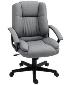 HOMCOM Linen-Look Padded Office Chair - Grey