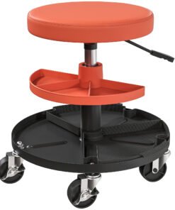 HOMCOM Rolling Mechanic Stool, 135kg Capacity Workshop Stool, 360° Swivel Roller Padded Creeper Seat with Wheels, Tool Trays Storage for Garage, Shop, Auto Repair, Yellow