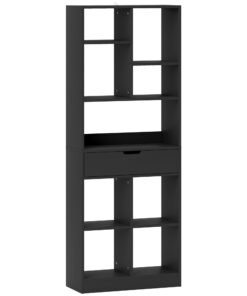 HOMCOM Tall Bookshelf with Drawer, Freestanding Bookcase for Bedroom, Living Room, Home Office, Black