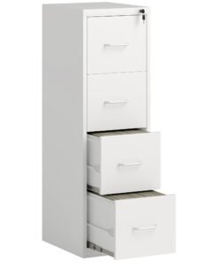 HOMCOM Four-Drawer Modern Steel Filing Cabinet - White