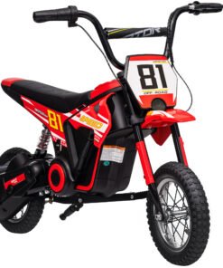 AIYAPLAY Kids Electric Motorbike, 24V Ride On Motorcycle with 3 Speeds and Rear Suspension, Dirt Bike for 8-12 Years Old, Red