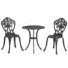 Outsunny Three-Piece Aluminium Floral Bistro Set - Black