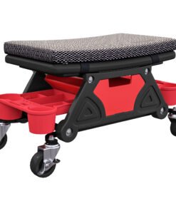 HOMCOM Rolling Mechanic Stool, 135kg Capacity Workshop Stool, 360° Swivel Roller Padded Creeper Seat with Wheels, Slide Out Tool Trays and Drawer for Garage, Shop, Auto Repair, Black