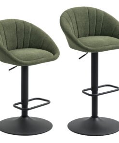 HOMCOM Set of Two Relaxed Tub Bar Stools - Dark Green