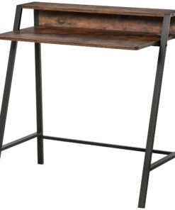HOMCOM Writing Desk Computer Table Home Office PC Laptop Workstation Storage Shelf 84L x 45W cm Rustic Brown