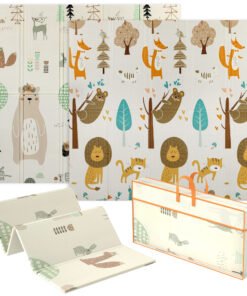 AIYAPLAY Baby Play Mat, Double Sideded Foldable Kids Crawling Mat, Reversible & Waterproof, Animal