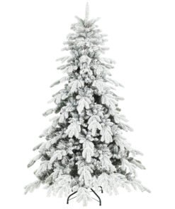 HOMCOM 6ft Super Flocked Christmas Tree - Green/White