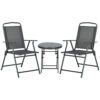 Outsunny Three-Piece Garden Seat Set, with Glass-Top Table - Dark Grey