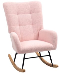 HOMCOM Teddy Fleece Rocking Chair - Pink