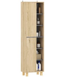 HOMCOM Multi-Storage Slim Bathroom Cabinet - Wood-Effect