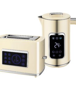 HOMCOM Touch Screen Kettle and Toaster Set - Cream