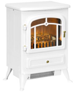 HOMCOM Modern Electric Fireplace, Freestanding Electric Stove Fire with Flame Effect, 950/1850W, White