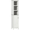 kleankin Tall Bathroom Storage Cabinet, Freestanding Tower Cabinet with 3 Open Shelves and Adjustable Shelf, Antique White