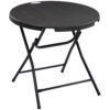 Outsunny Foldable Round Garden Table for 4, Outdoor Dining Table with HDPE Tabletop and Steel Frame, 80 x 80 x 73 cm, Dark Grey