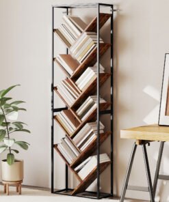 HOMCOM 10 Shelf Industrial-Style Bookshelf - Black/Brown