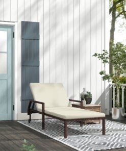 Outsunny Outdoor Sun Lounger, Rattan Wicker Chaise Recliner with 5-Level Adjustable Backrest and 2 Wheels