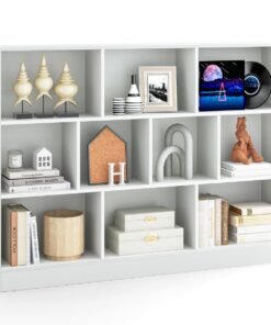 10-Cube Bookshelf with 2 Anti-Tipping Kits for Living Room Kid’s Room-White
