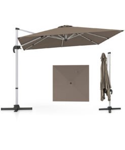 10 FT Outdoor Patio Umbrella Square Cantilever Umbrella with 360° Rotation-Brown