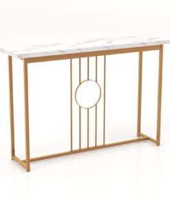 120cm Modern Faux Marble Top Console Table with Heavy-duty Metal Frame-White