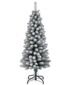 120/150/180 CM Snow Flocked Artificial Christmas Tree with 240/328/460 Branch Tips-1.2 M
