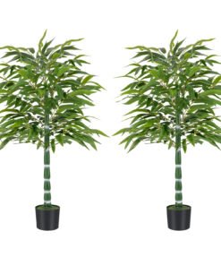 125 CM Artificial Bamboo Tree Set of 2 with Plastic Nursery Pot and Adjustable Branches