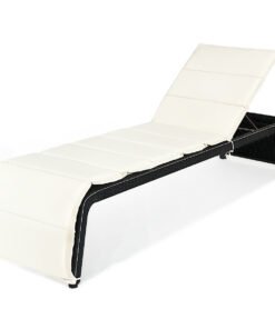 Rattan Sun Lounger with Cushion and Adjustable Feet