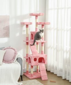 PawHut 173cm Cat Tree Scratching House, Activity Play Centre, Pink