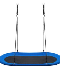 150 cm Oval Swing with Height-Adjustable Rope for Outdoor Indoor-Blue