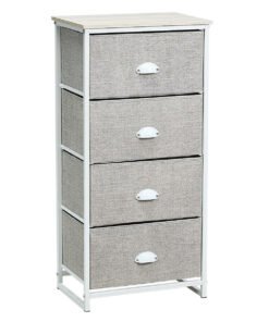 3/4 Fabric Nightstand Bedside Storage Cabinet Folding Drawers-4-Tier