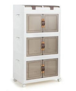 160 L Collapsible Storage Bins with Wheels and Magnetic Doors-White