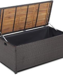 170L Outdoor Storage Bench Mix Brown Rattan Storage Container