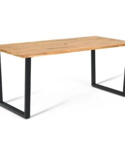 175 x 80cm Patio Rectangle Dining Table for 6 Person with Umbrella Hole