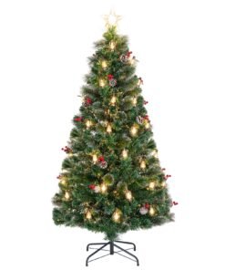 150/180CM  Artificial Christmas Tree with 8 Lighting Modes and Optical Fibers-180 cm