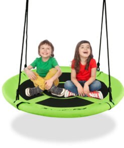 100cm Children Flying Saucer Tree Swing with Adjustable Rope-Green