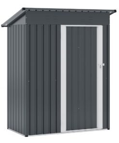 181 x 153 cm Outdoor Storage Shed with Sloped Roof 2 Vents and Lockable Door-Grey